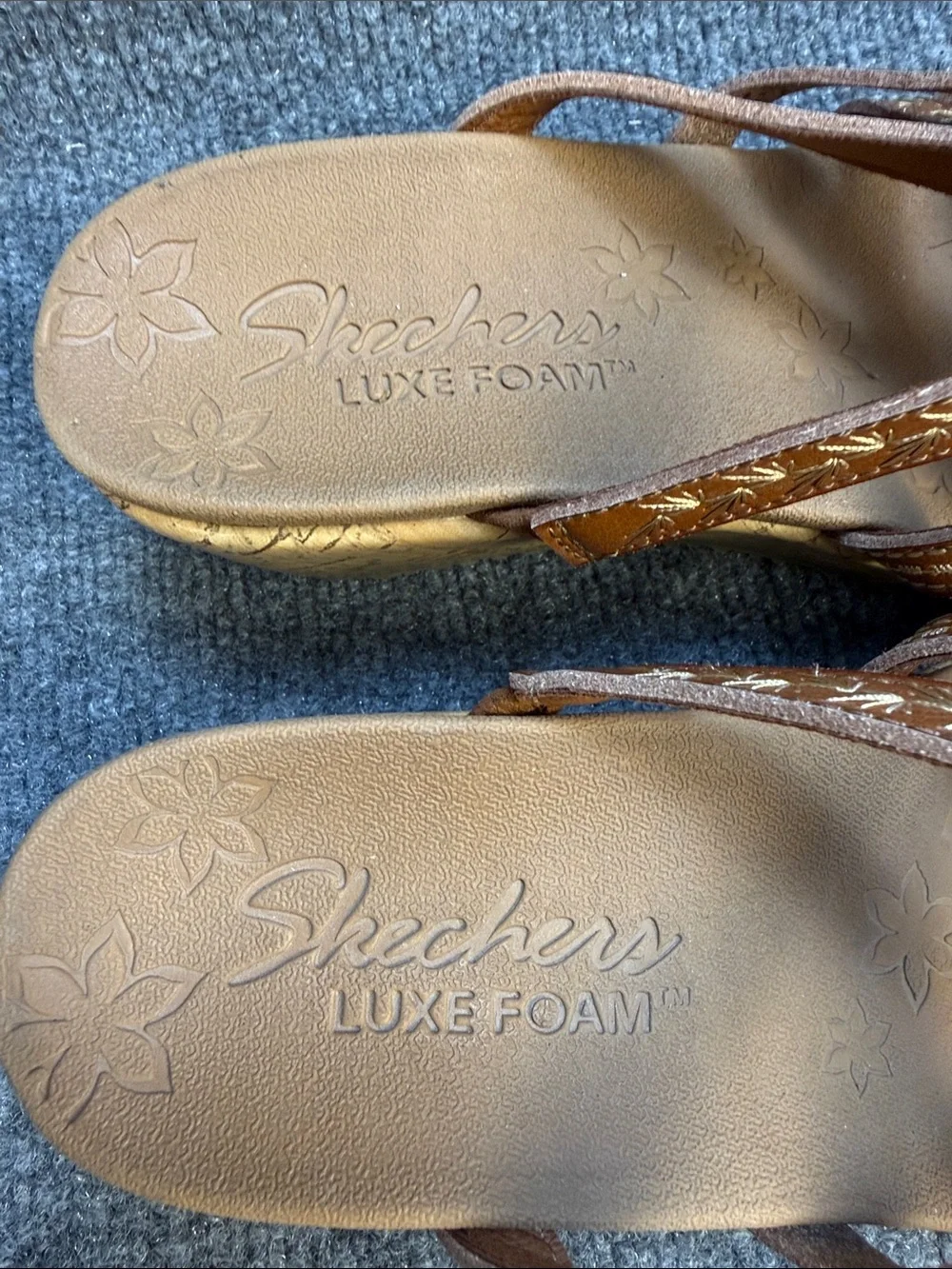 Skechers Women’s Tan/Brown Cork Wedge Sandals Size 8